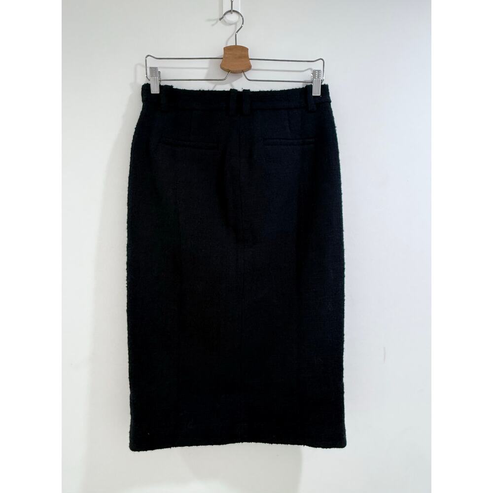 J CREW dark navy blue wool blend tweed Maritime midi pencil front slit skirt - Picture 6 of 9